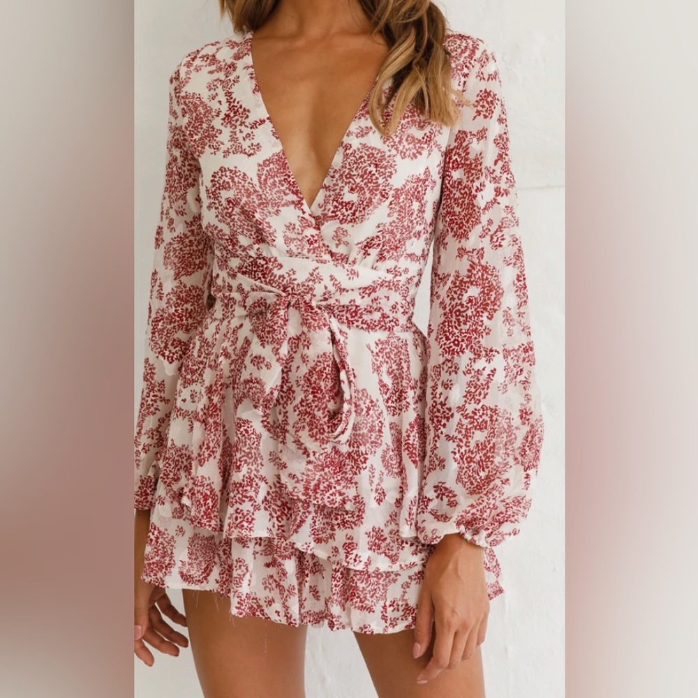 Romper - Red and White Floral